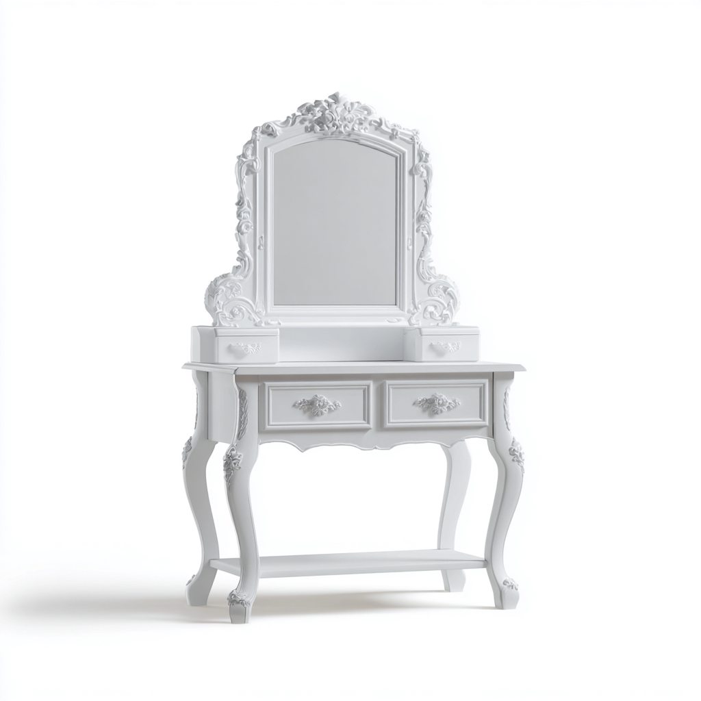 Toeletta legno 110x45x150 cm bianco classica-Havengoshop