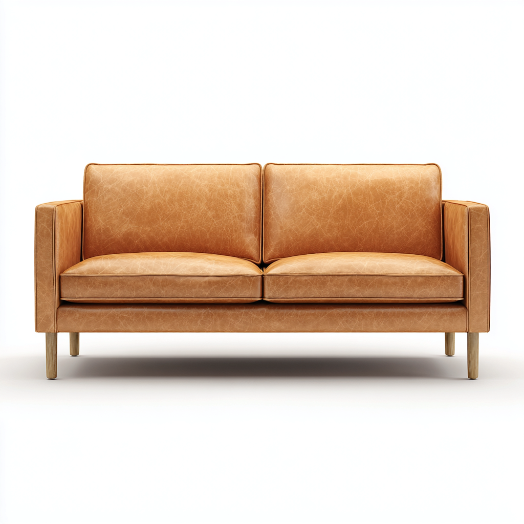 Divano a due posti in pelle naturale 172x90x78 cm - marrone chiaro - design contemporaneo per soggiorno-Havengoshop