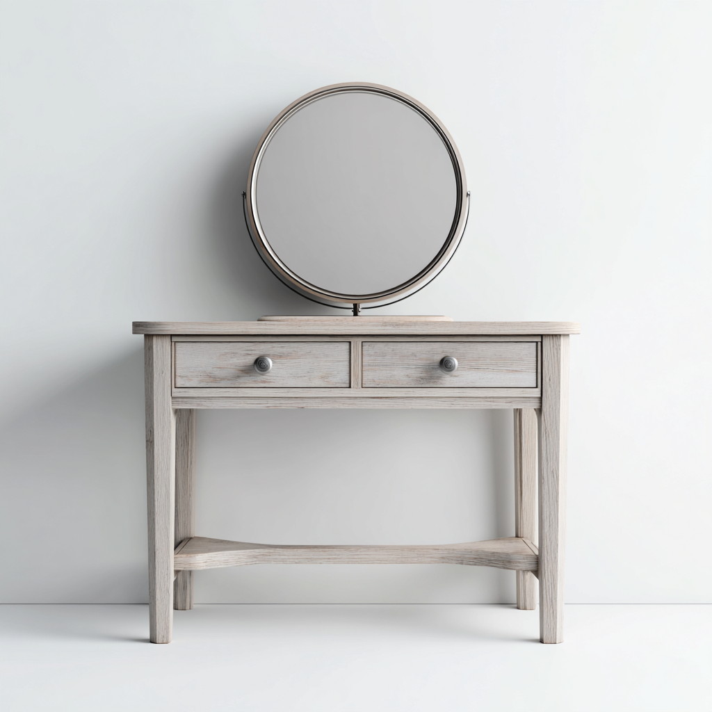 Toeletta con specchio legno 90x40x75 cm - bianco - stile classico-Havengoshop