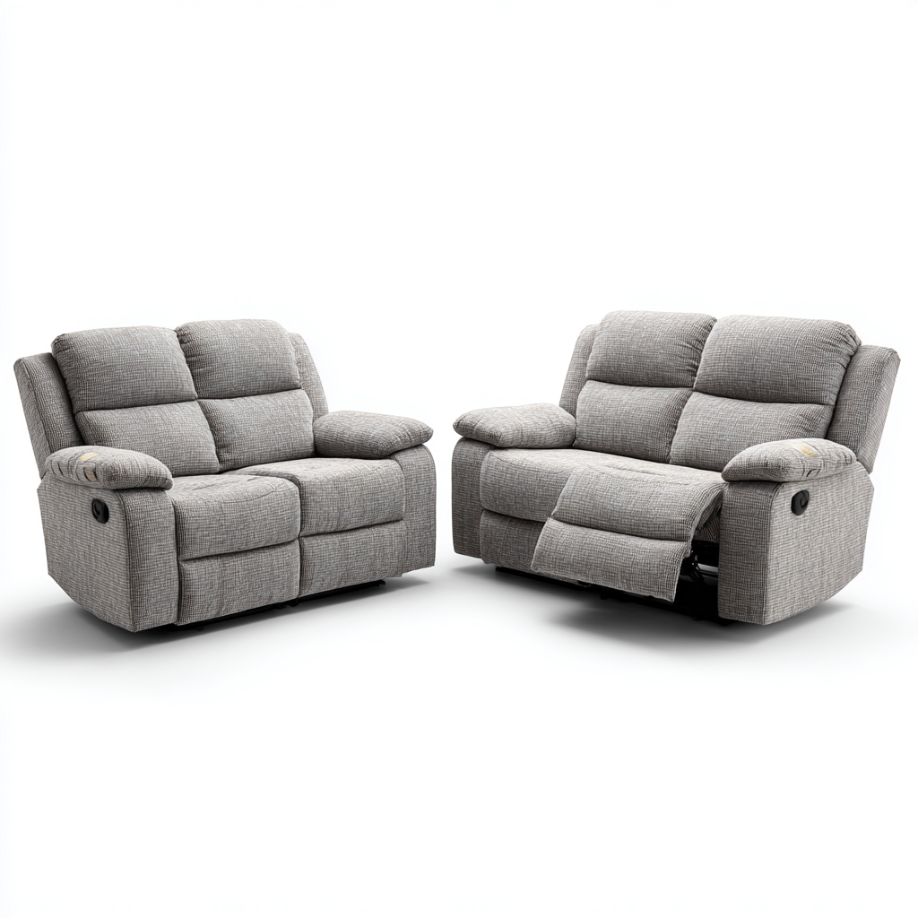 Set divani imbottiti tessuto 2 posti reclinabili 160x95x100 cm - grigio - stile moderno-Havengoshop