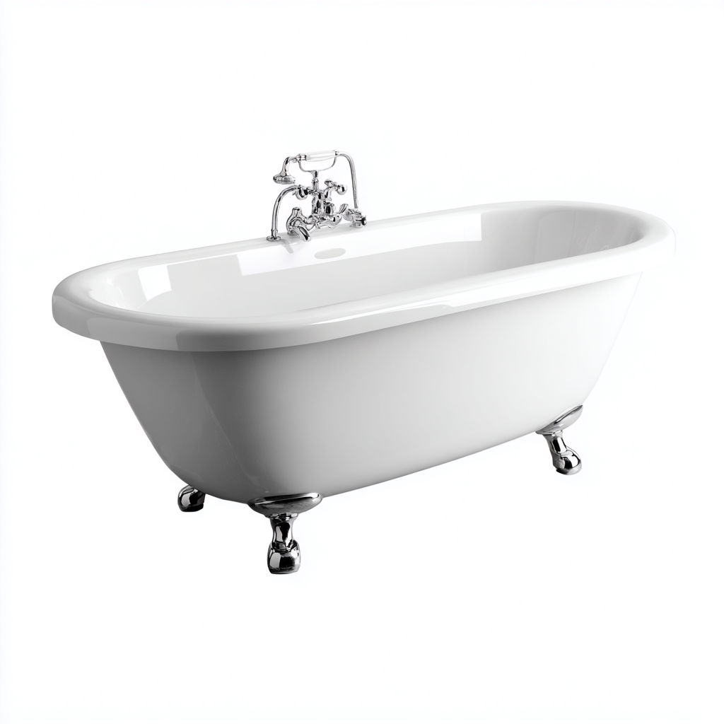 Vasca da bagno indipendente acrilico 170x74x77 cm bianco stile classico-Havengoshop