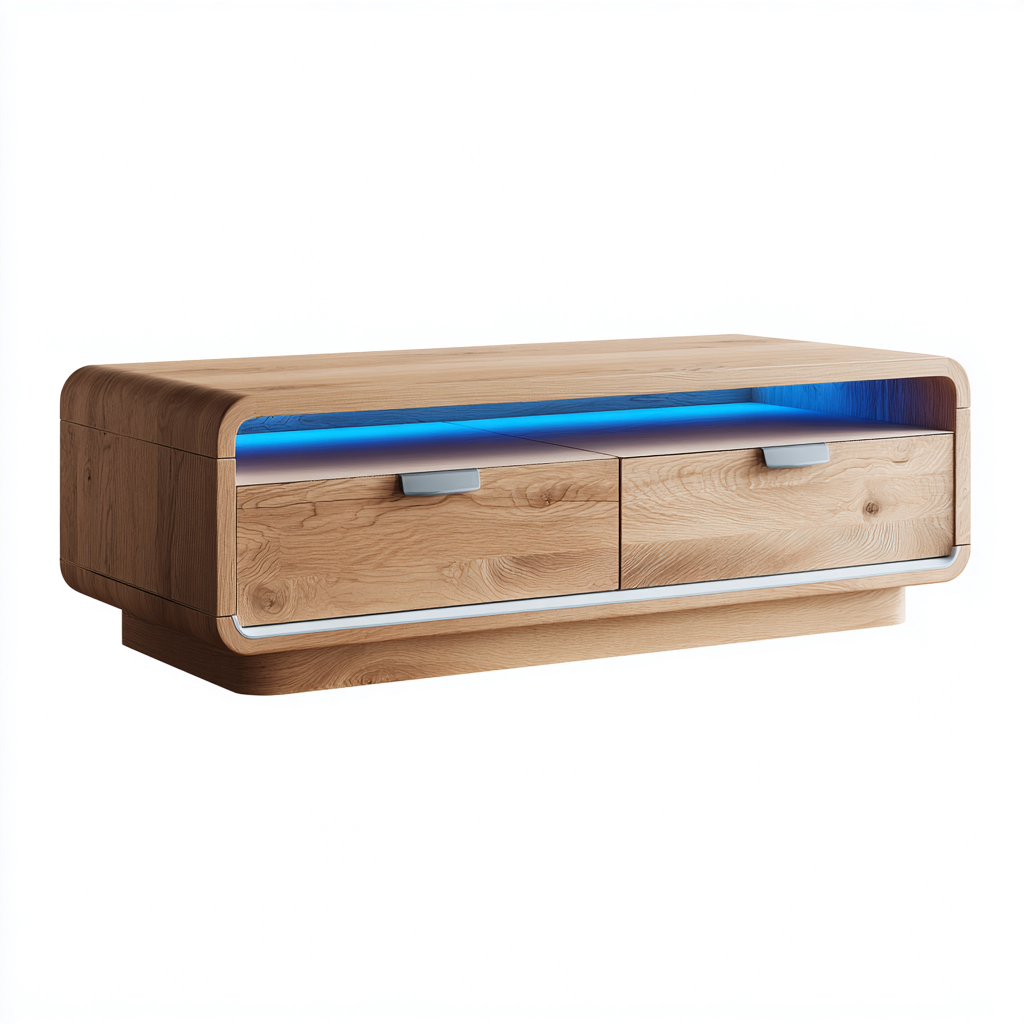 Mobile TV legno con illuminazione 140x40x45 cm - naturale - stile moderno-Havengoshop