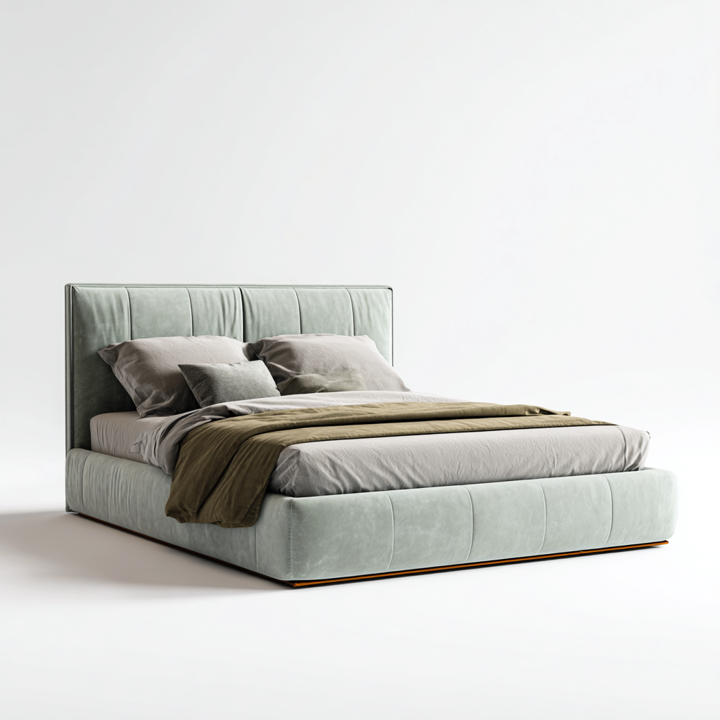 Letto matrimoniale imbottito in velluto 215x175x115 cm - verde - stile moderno per camera da letto-Havengoshop