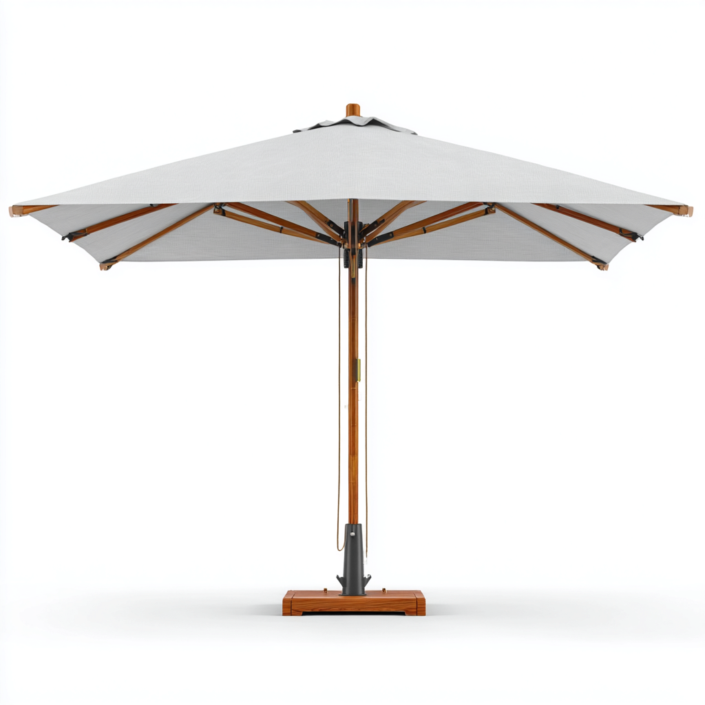 Ombrellone da giardino in legno e tessuto 300x300x250 cm - grigio chiaro - stile classico per esterni-Havengoshop