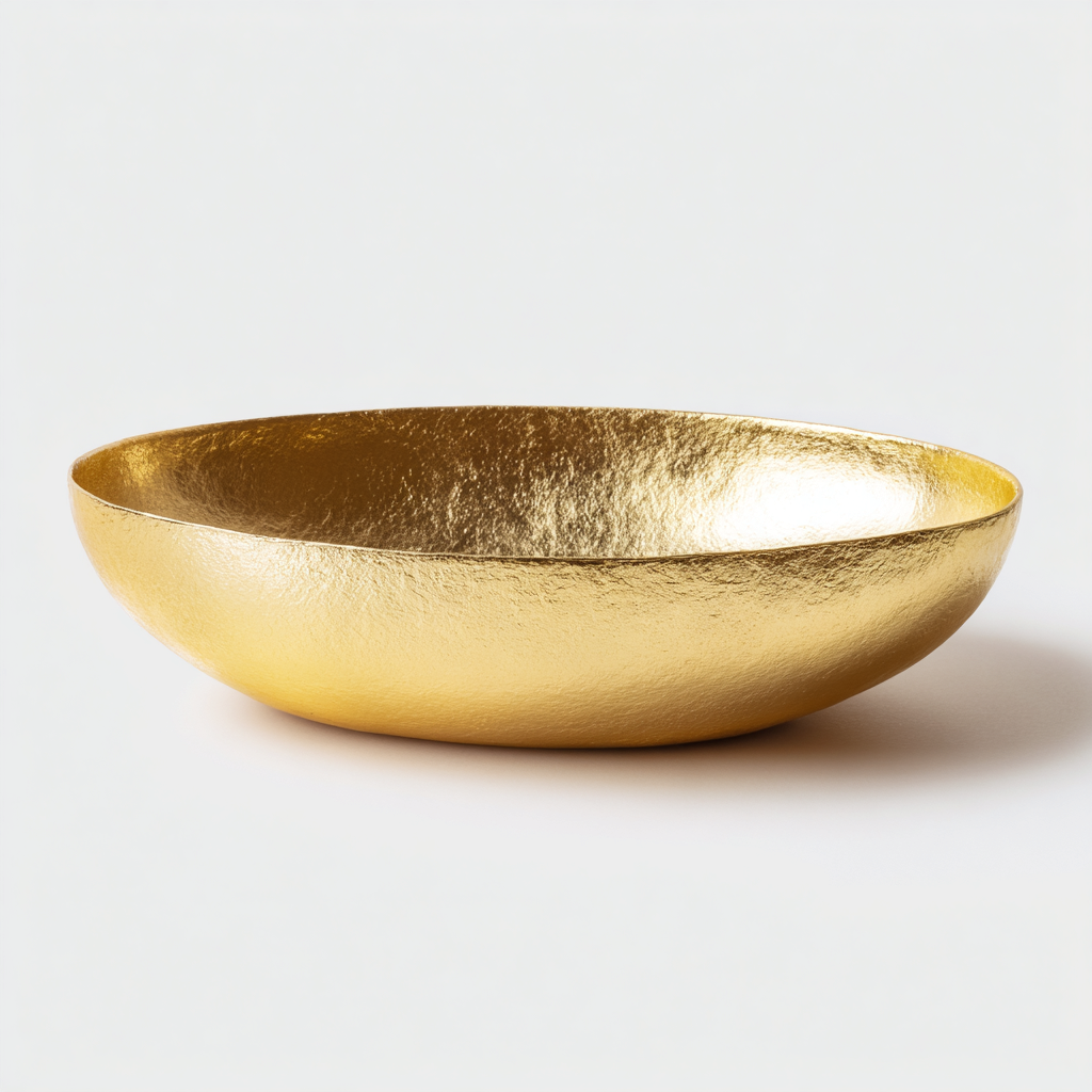 Lavabo da appoggio ovale in metallo 42x30x12 cm - finitura dorata - design artistico per bagno-Havengoshop