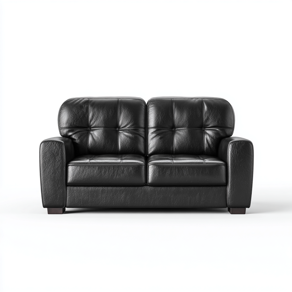 Divano a due posti in pelle imbottita 170x90x80 cm - nero - stile moderno per soggiorno-Havengoshop