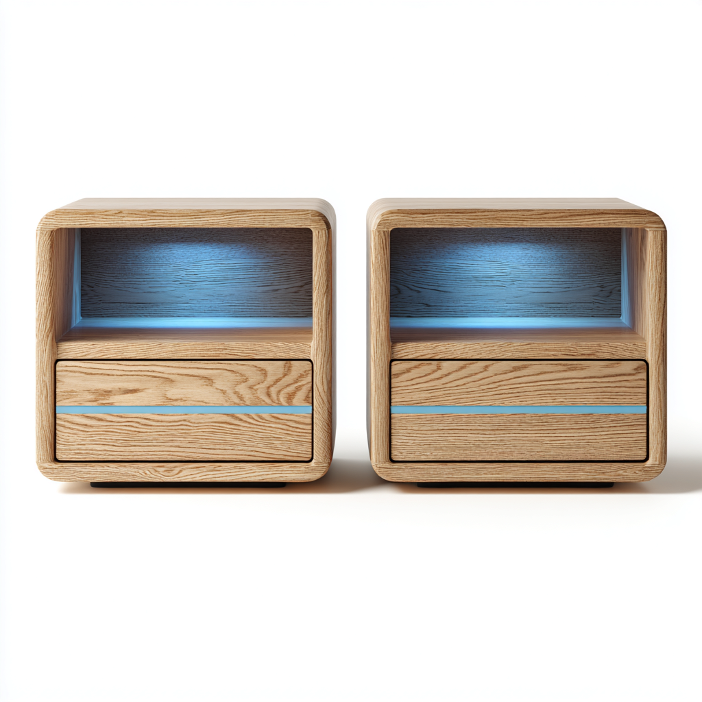 Comodino legno 45x35x45 cm naturale design moderno-Havengoshop