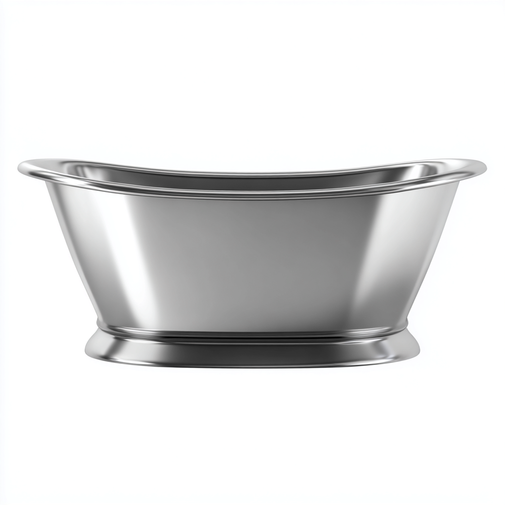 Vasca da bagno acciaio 170x75x60 cm argento design classico-Havengoshop