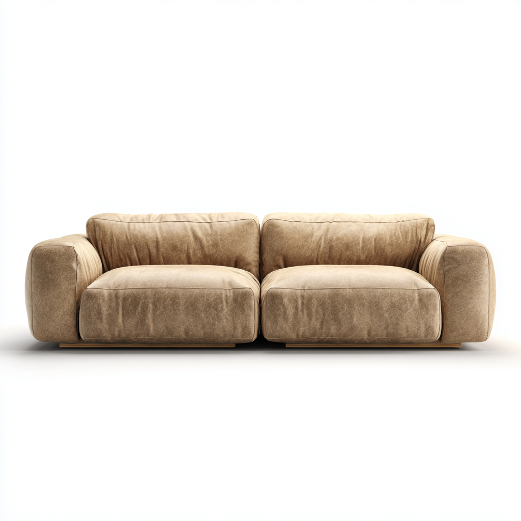 Divano a due posti in tessuto con seduta ampia 190x100x78 cm - beige sabbia - stile contemporaneo per soggiorno-Havengoshop