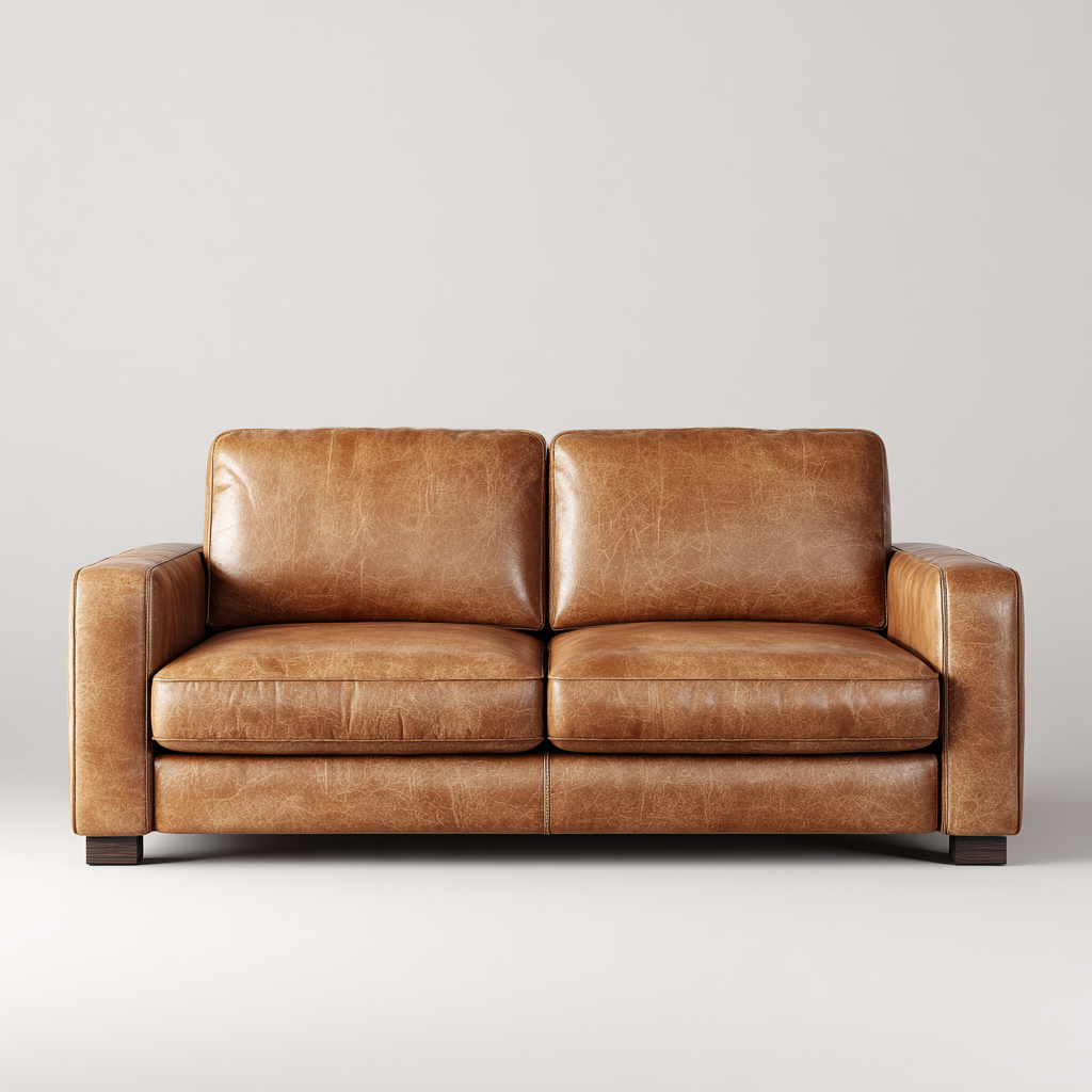 Divano a due posti in pelle effetto vintage 178x92x80 cm - marrone caramello - stile moderno per soggiorno-Havengoshop