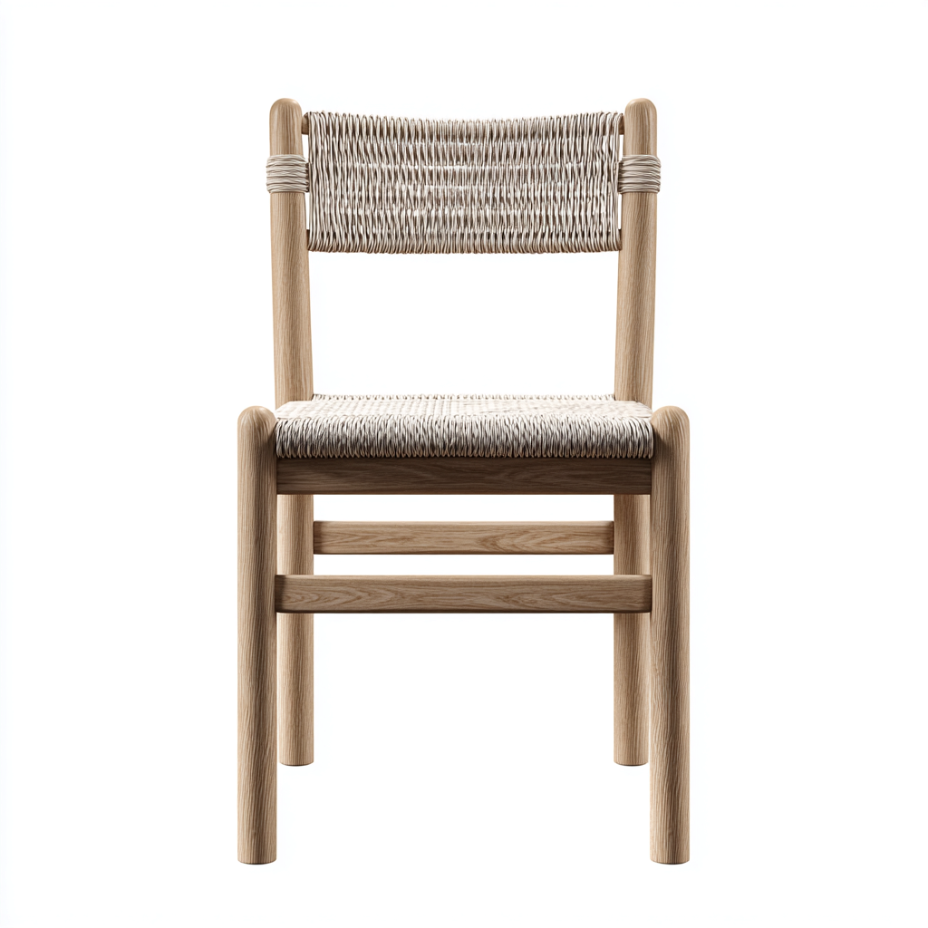 Sedie da giardino in legno con seduta e schienale intrecciati in corda 48x50x82 cm - naturale - stile artigianale per esterni-Havengoshop