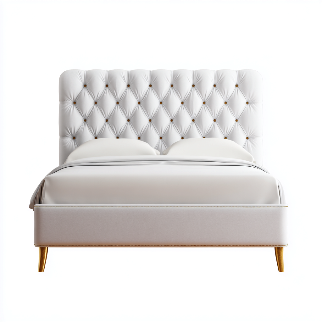 Letto matrimoniale imbottito ecopelle 200x160x120 cm - bianco - stile elegante-Havengoshop
