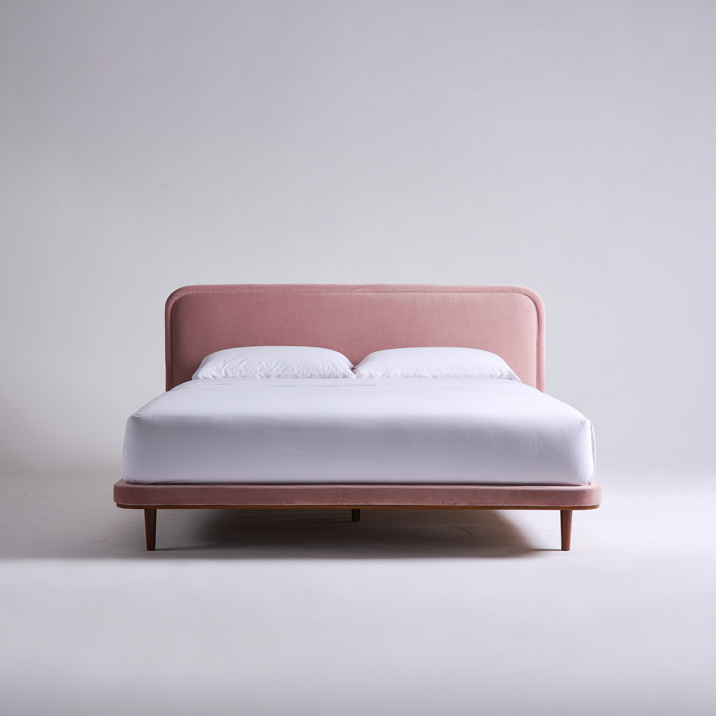 Letto matrimoniale imbottito design moderno in velluto 200x210x100 cm - rosa - stile contemporaneo per camera da letto-Havengoshop