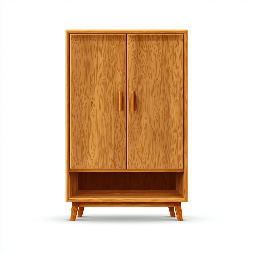 Armadio in legno con ante 90x45x160 cm - marrone - stile naturale per camera-Havengoshop