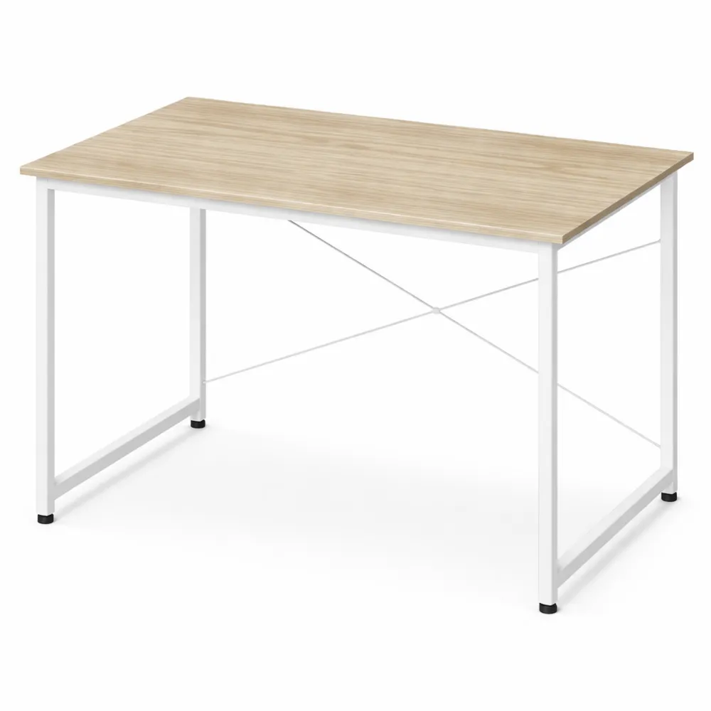 Scrivania Salvaspazio per Ufficio e Studio, Rovere Chiaro con Metallo, 80x60x70 cm