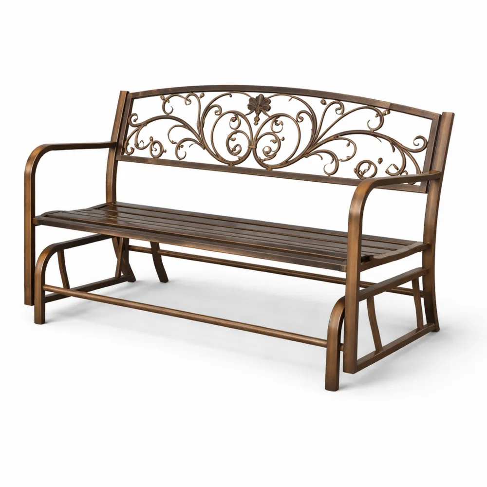 Panca da Esterno in Acciaio e Ghisa per Patio e Giardino