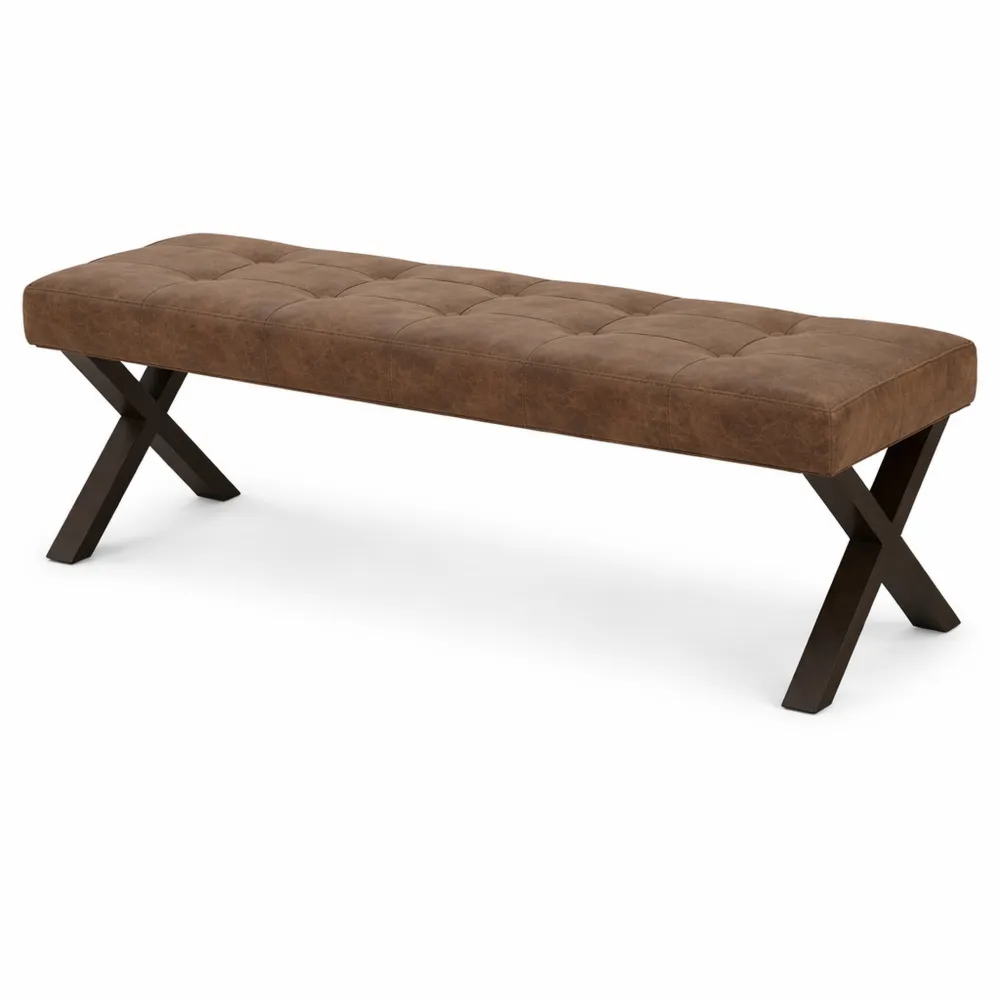 Panca per Sala da Pranzo con Rivestimento Effetto Vintage e Gambe a X