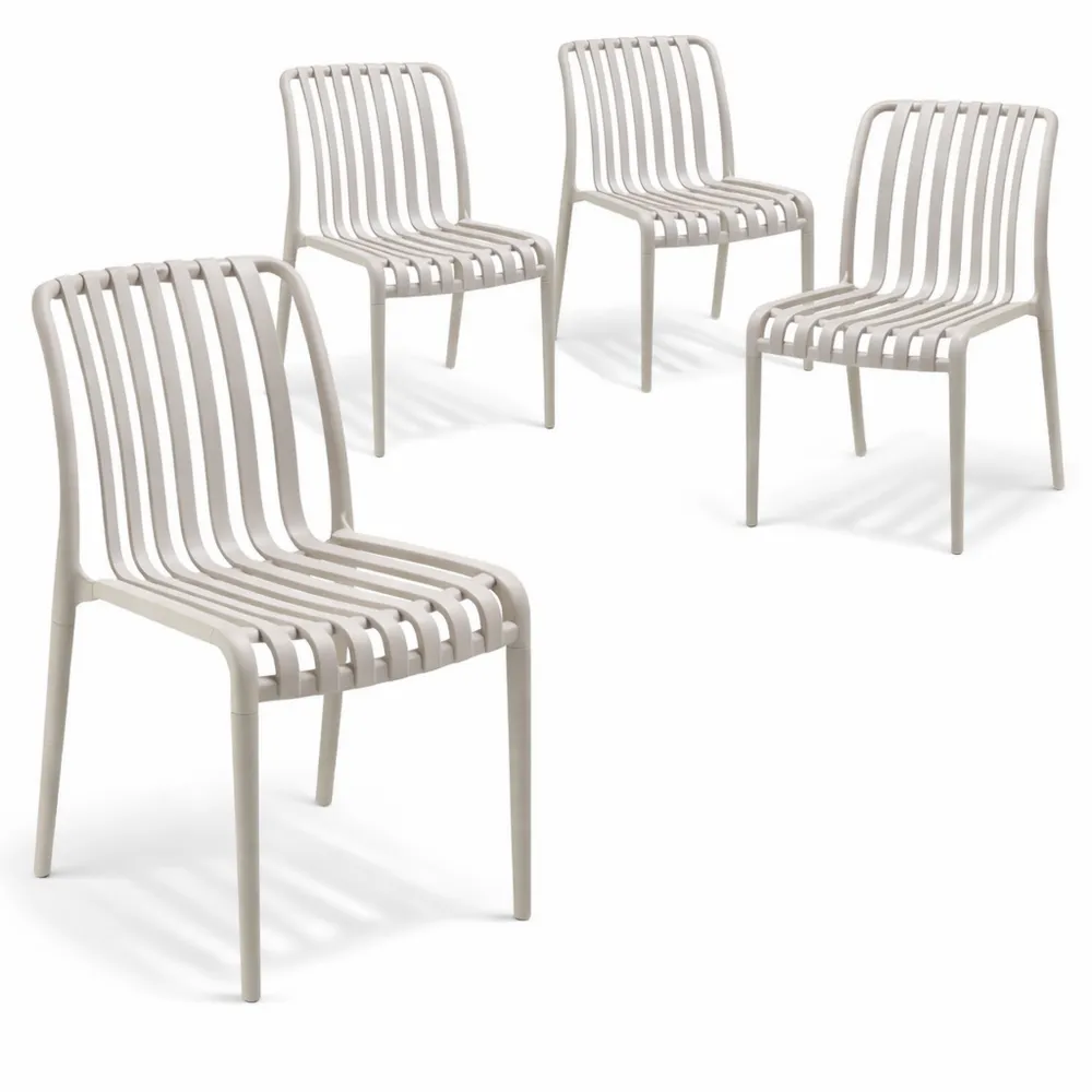Set di 4 sedie da giardino impilabili in plastica per esterni