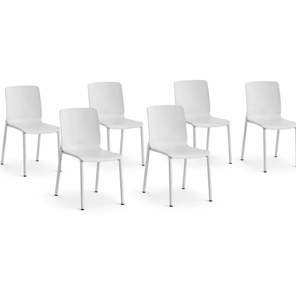 Set di 6 sedie impilabili per giardino e terrazza in plastica resistente ai raggi UV