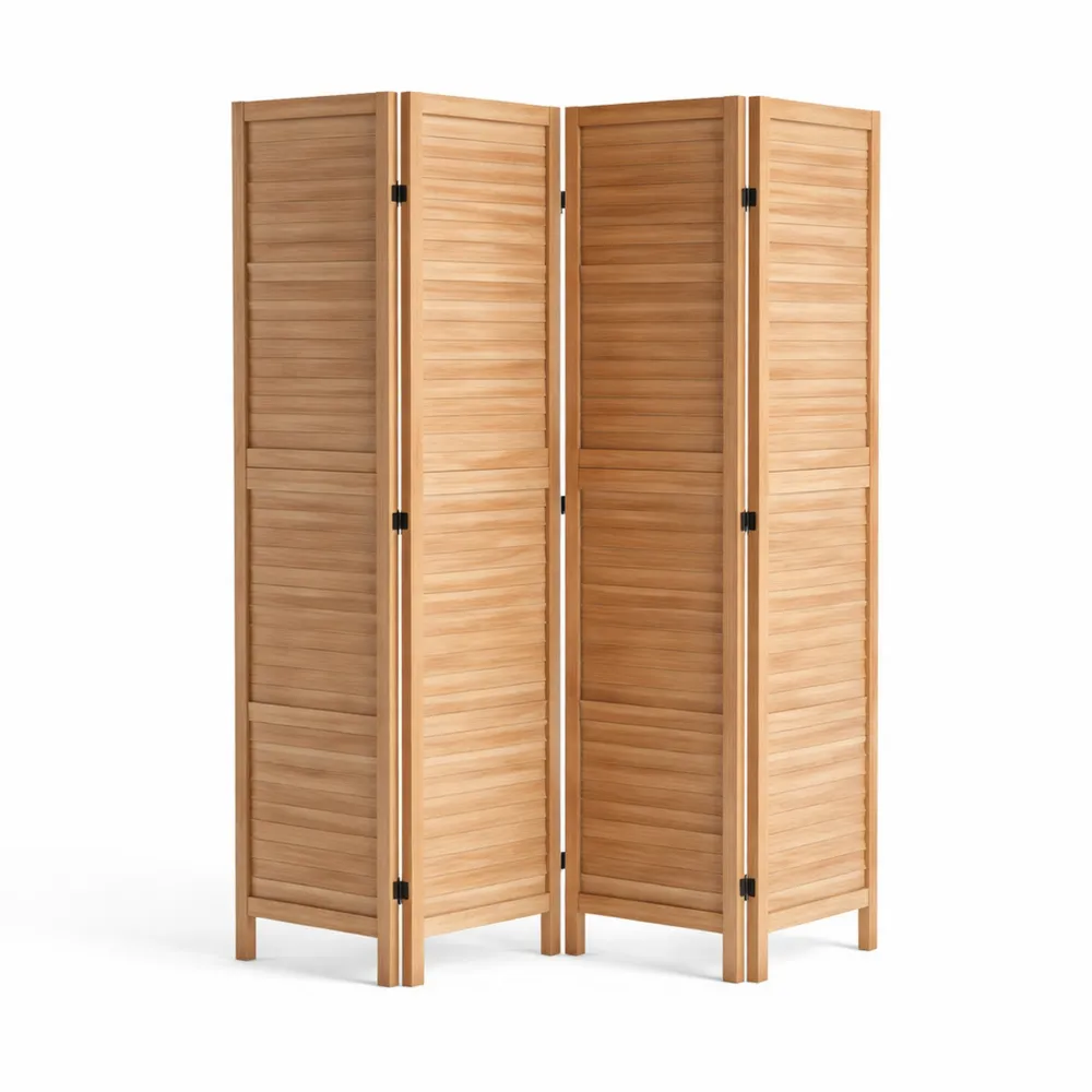 Pannelli Separè in Legno per Interni, 4 Ante con Persiane, Paravento Decorativo Portatile, Ideale per Casa e Ristoranti