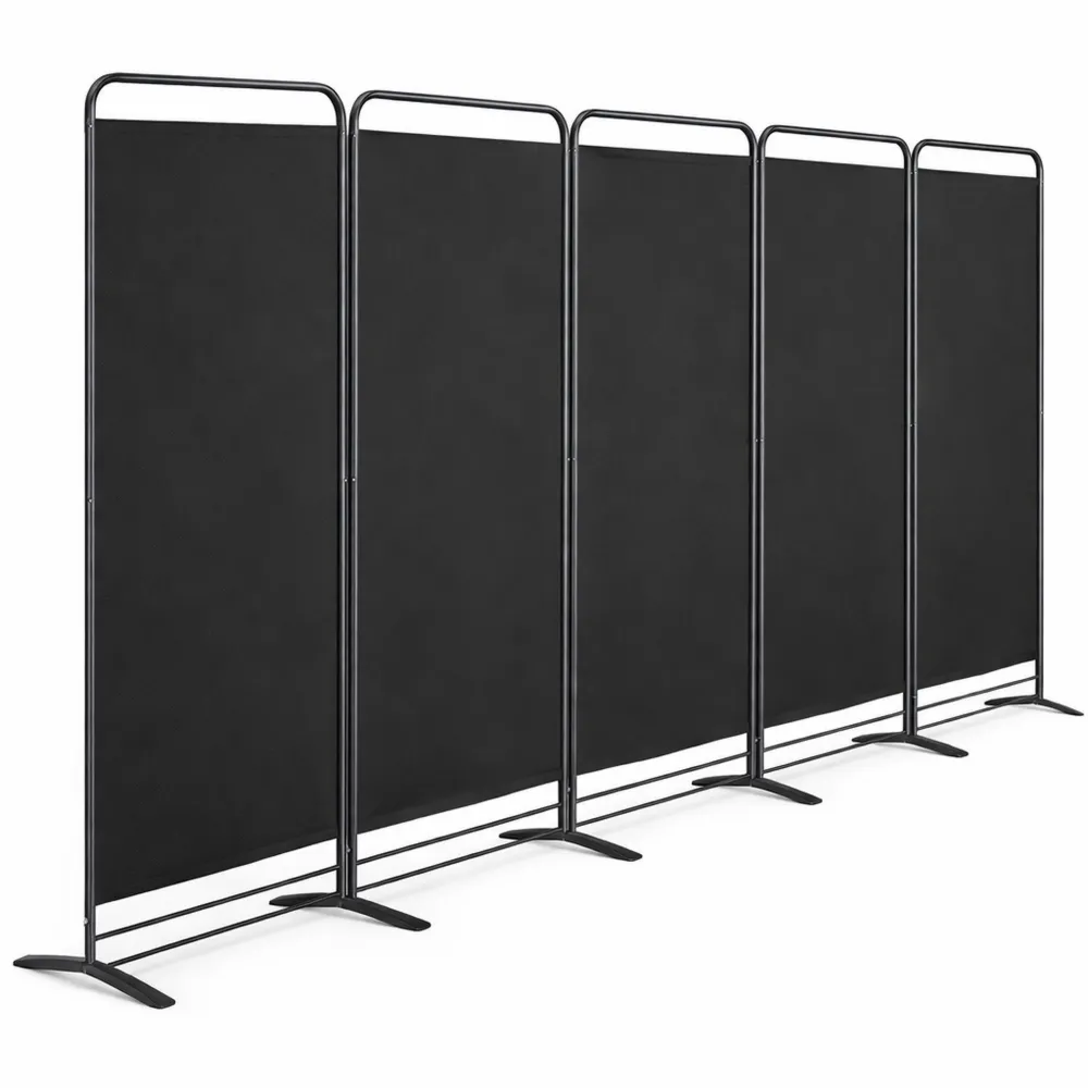 Paravento Elegante a 4 Pannelli, Divisorio Pieghevole 324 x 180 cm Nero