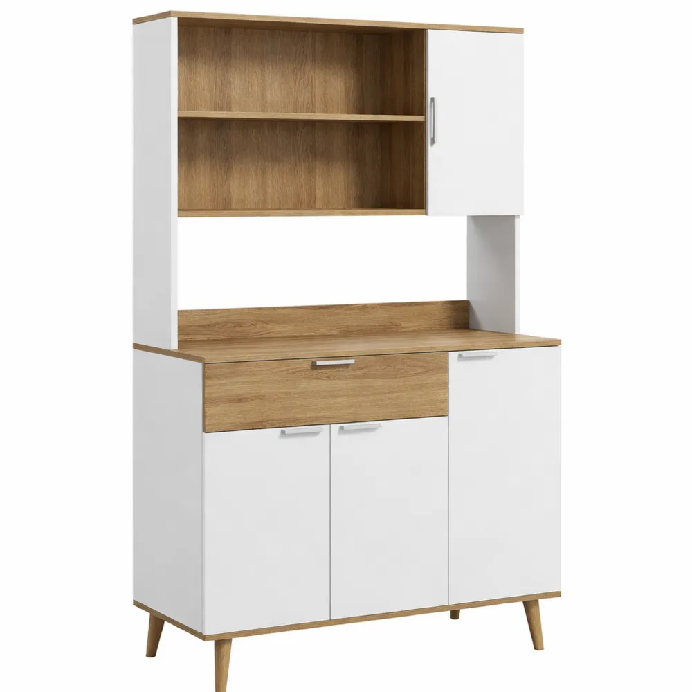 Credenza Moderna per Cucina con Ripiani Regolabili e Armadietti