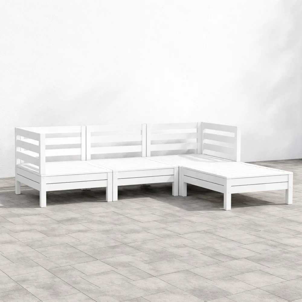 Divano da Giardino 3 Posti con Poggiapiedi in Legno di Pino