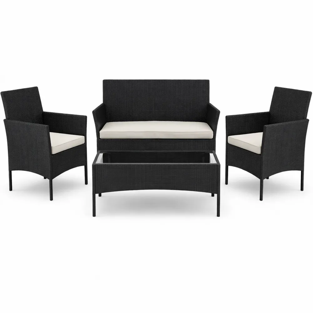 Set mobili da giardino in rattan per esterni con cuscini sfoderabili