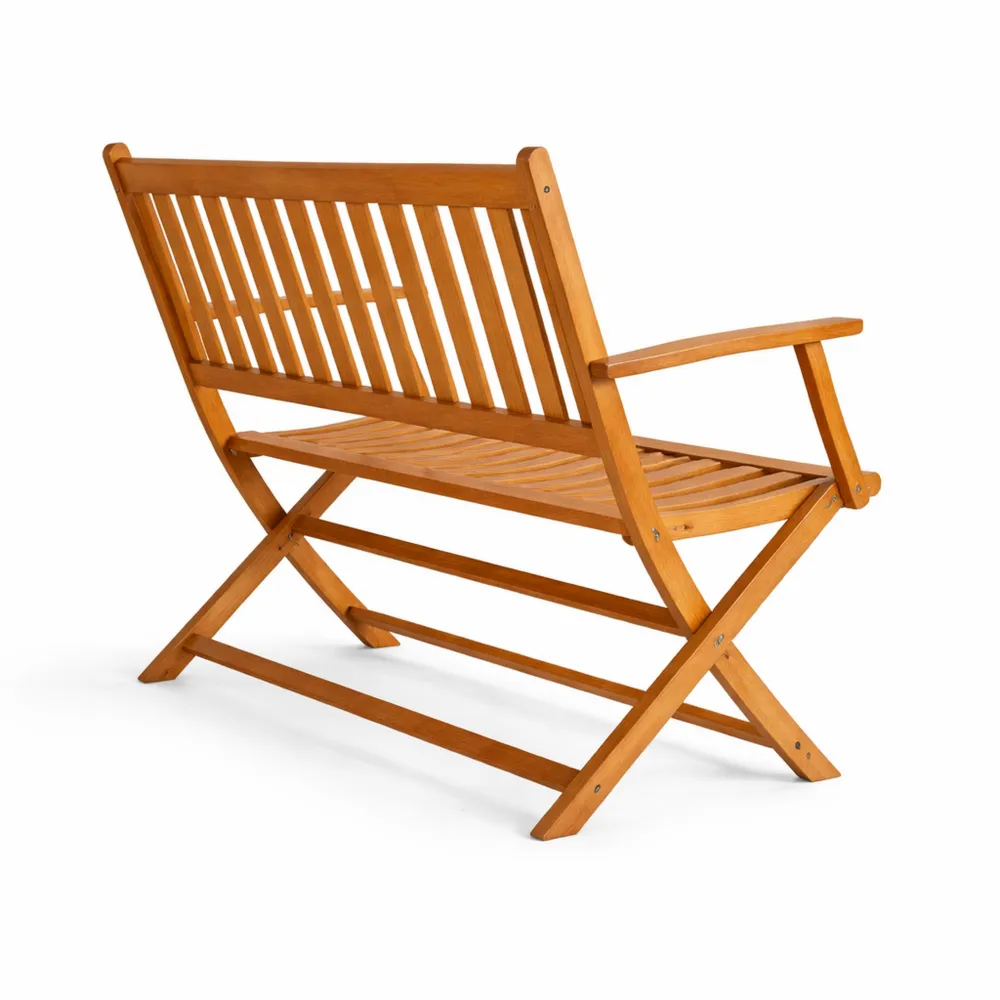 Panchina da Giardino Pieghevole in Legno di Eucalipto per Esterni