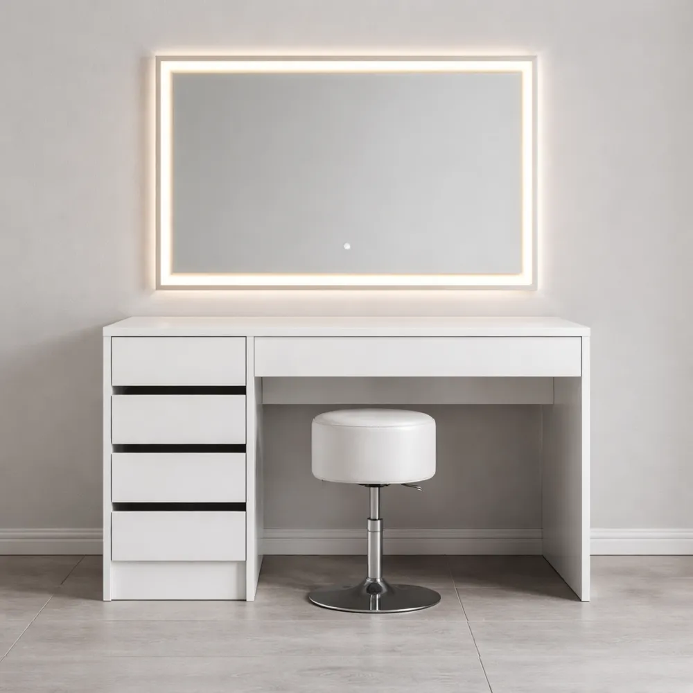 Tavolo da trucco con LED bianco 120 cm