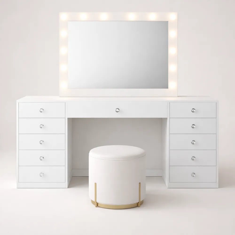 Tavolino trucco con specchio illuminato LED 100x75 cm