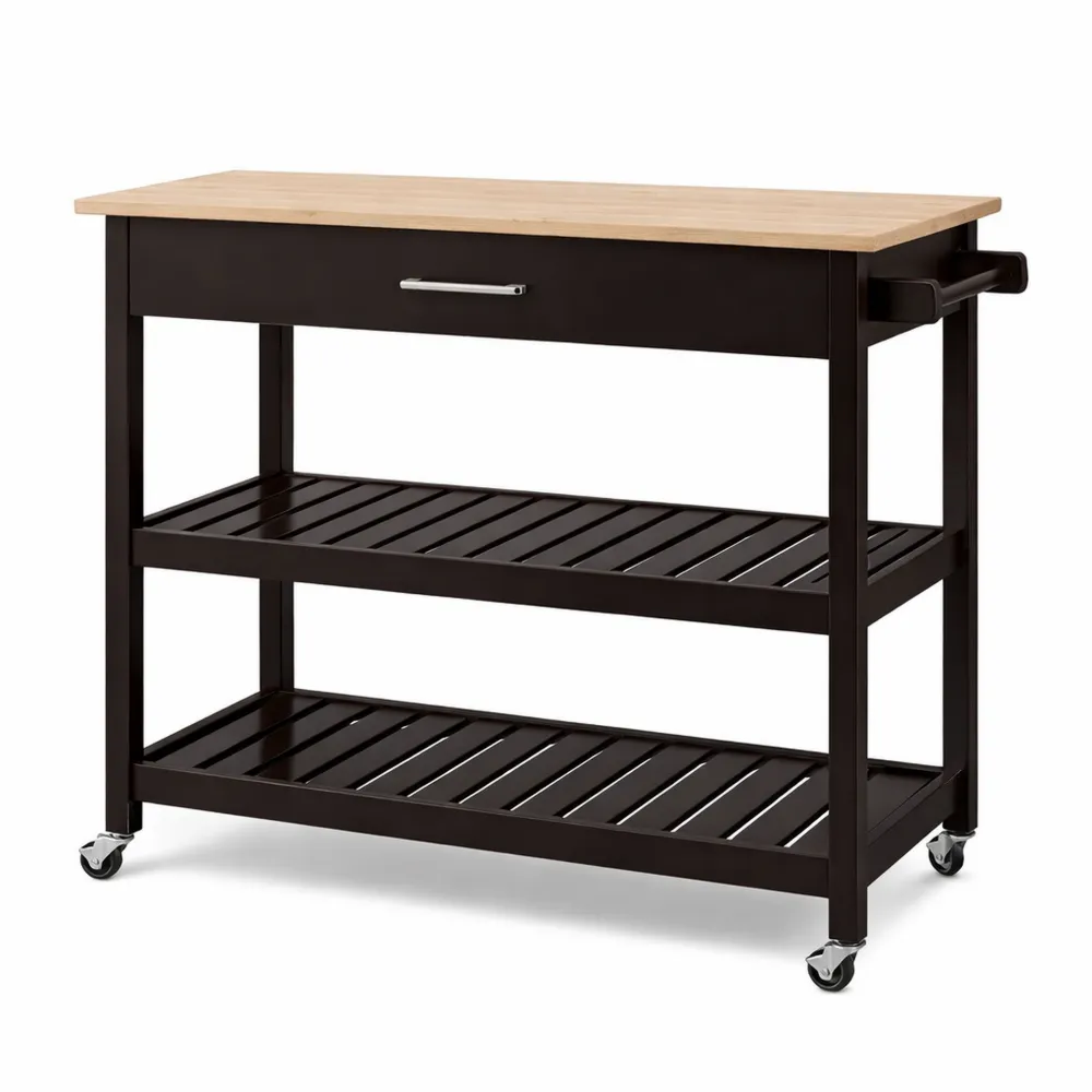 Carrello da Cucina a 3 Ripiani con Ruote e Cassetto Salvaspazio per Microonde