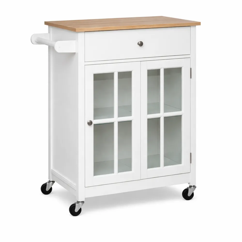 Carrello da cucina con ripiano regolabile e ruote, 67x48x86.5 cm, bianco