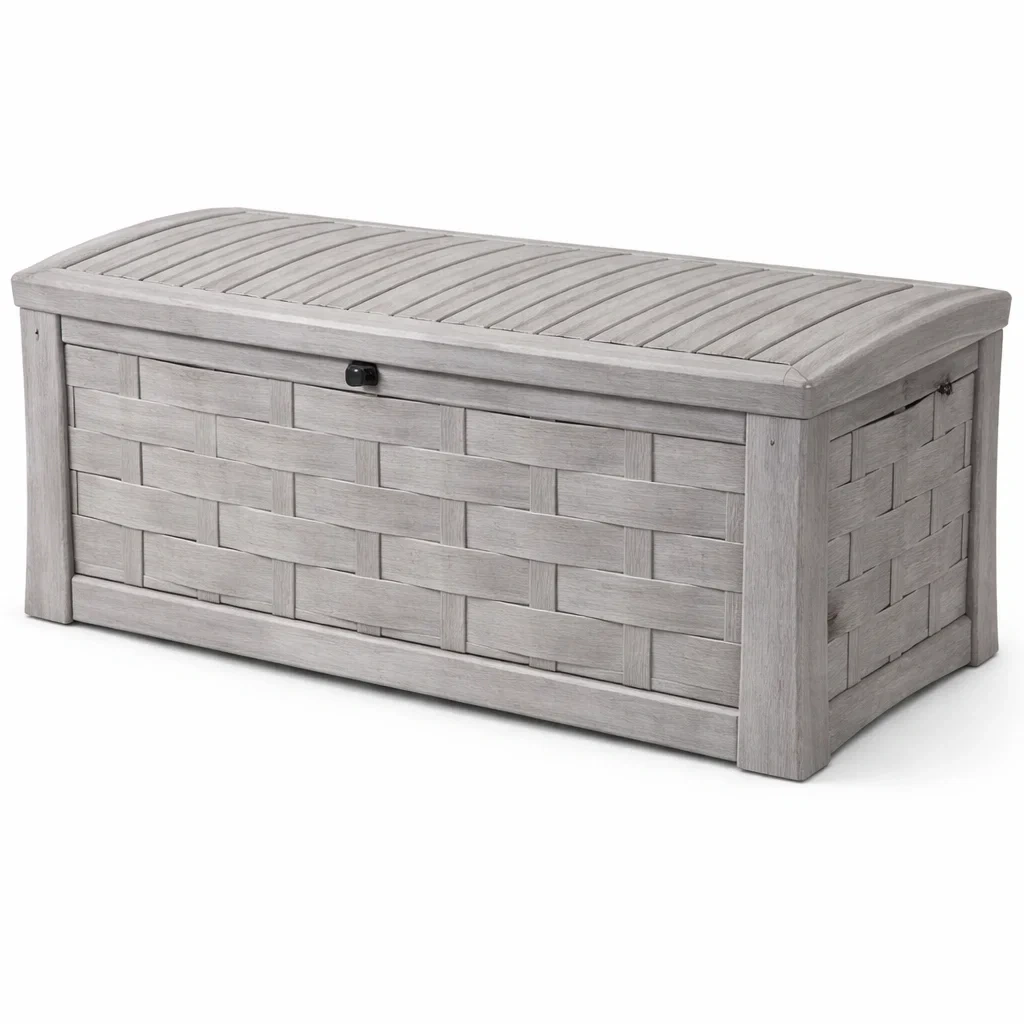 Outdoor Woven Storage Bench Box-AuraLoria
