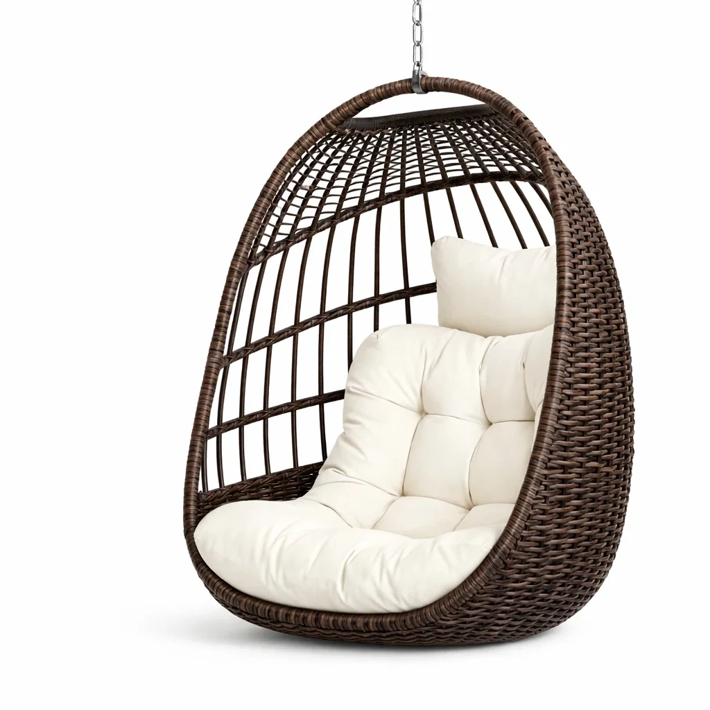 Wicker Hanging Egg Chair-AuraLoria