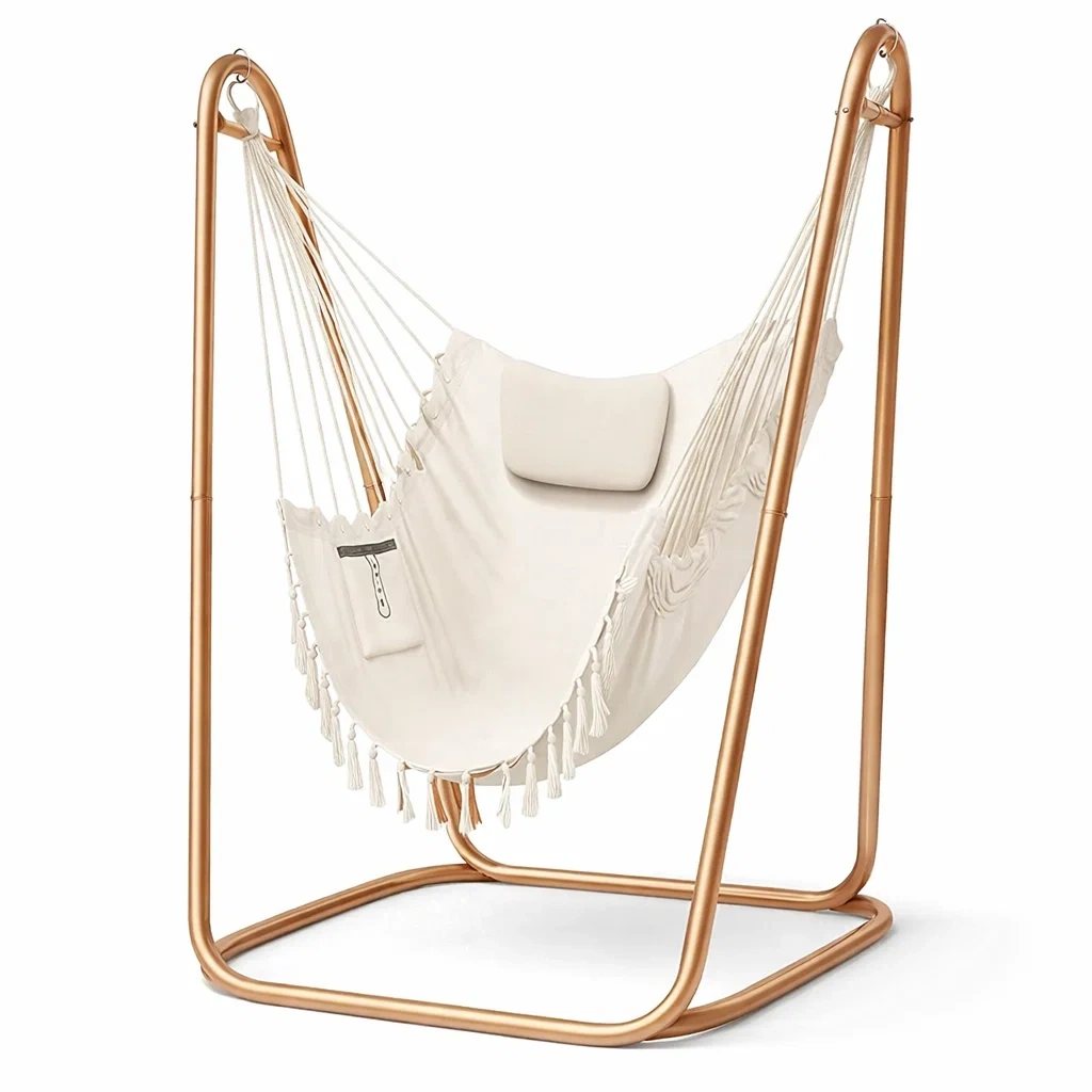 Freestanding Hammock Swing Chair With Metal Stand-AuraLoria