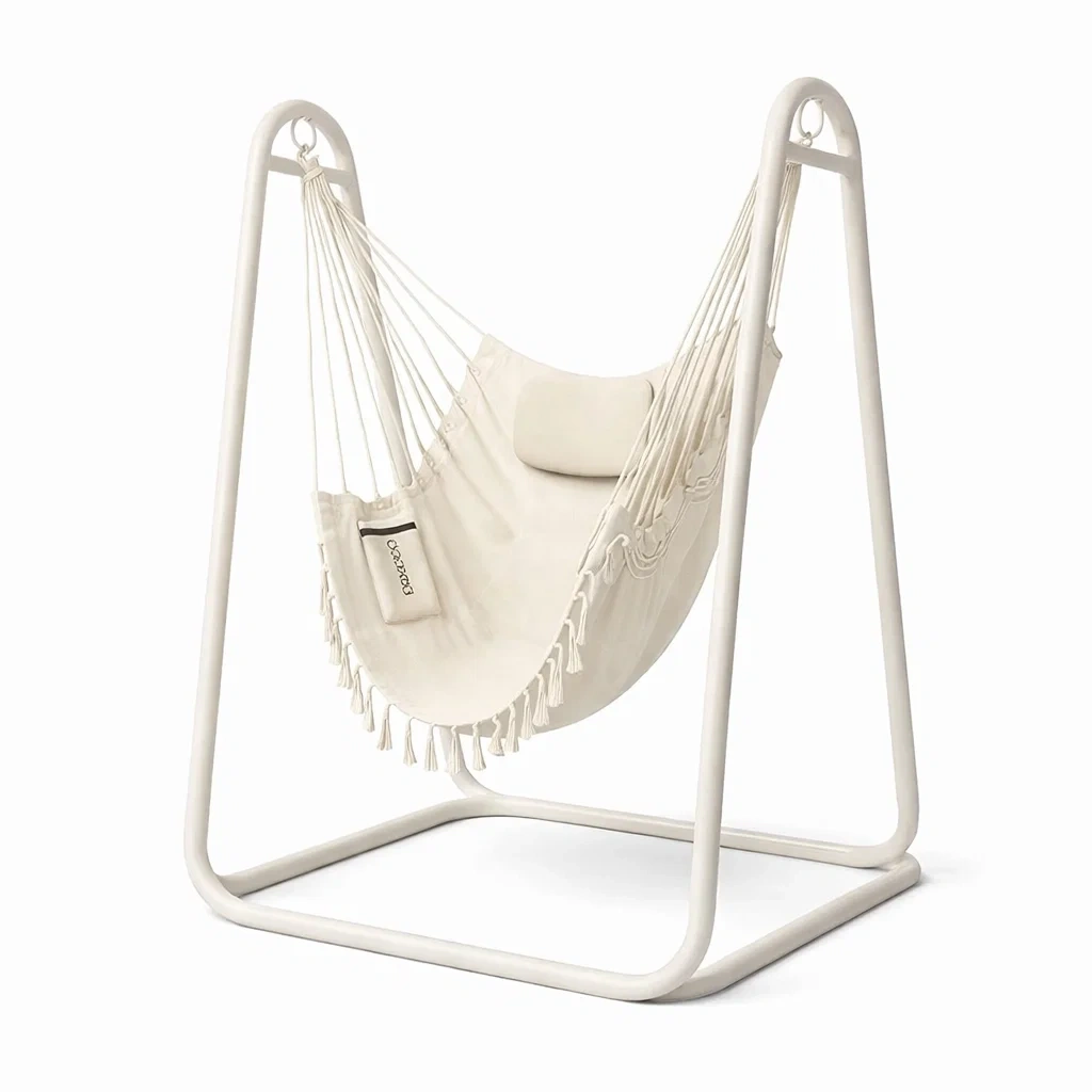 Freestanding Hammock Swing Chair With White Frame-AuraLoria