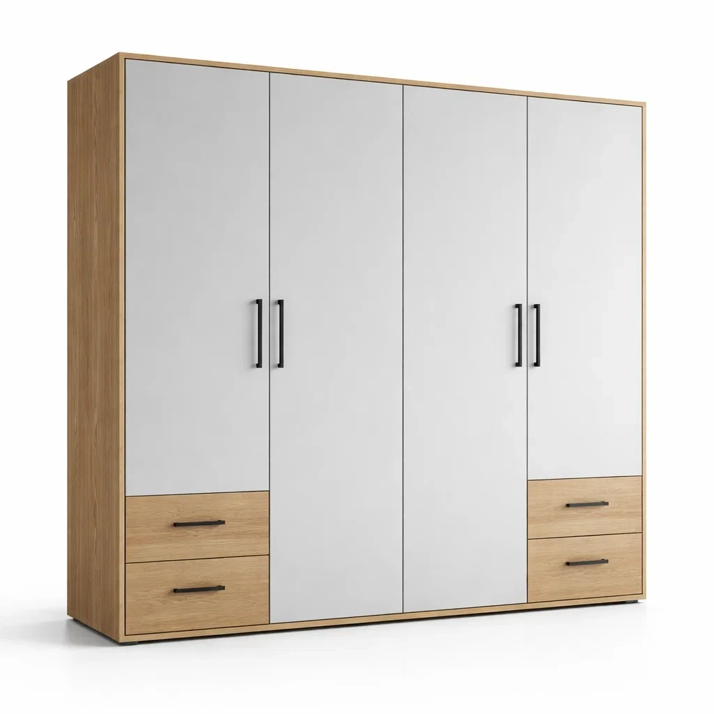 Modern Multi Door Wardrobe With Drawers-AuraLoria