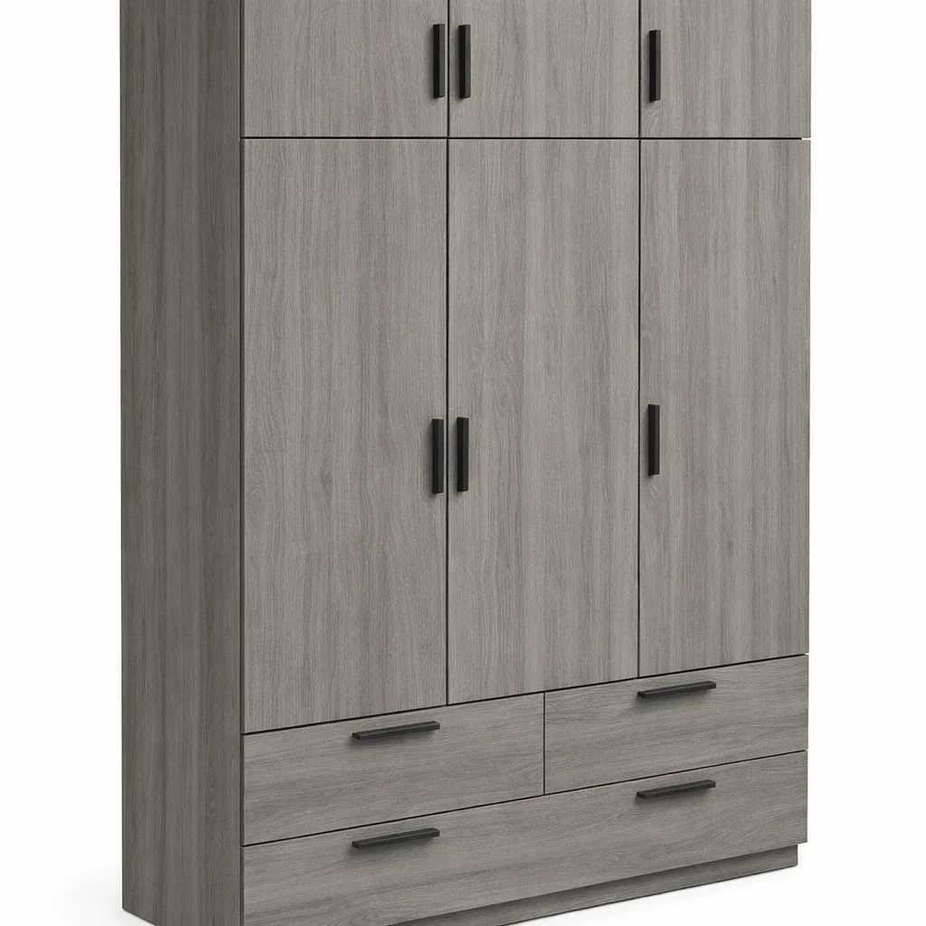 Modern Wooden Wardrobe Cabinet With Drawers-AuraLoria