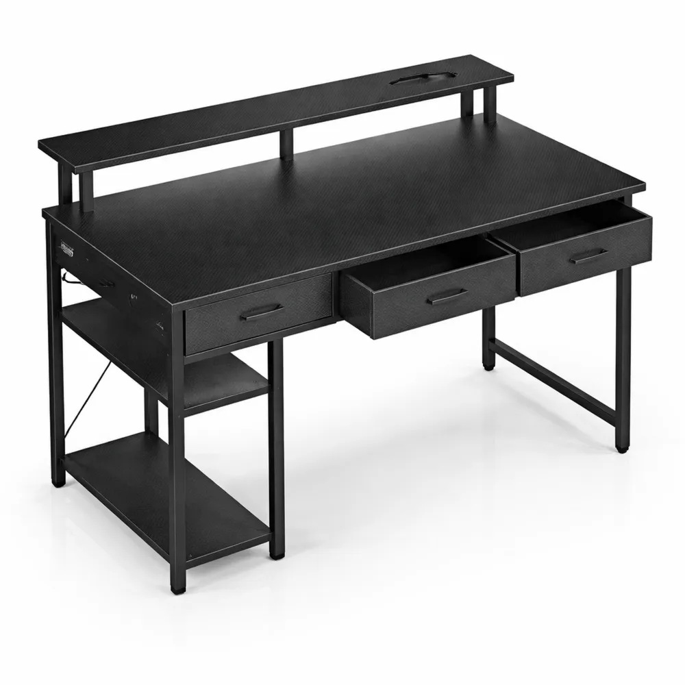Bureau Fonctionnel avec Tiroirs et Éclairage LED-Rowangrov