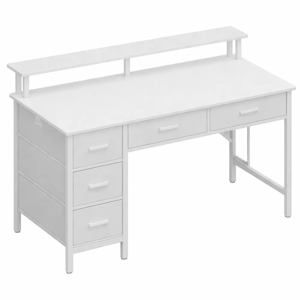 Bureau de jeu 100 cm avec LED et ports USB, rangement et 5 tiroirs-Rowangrov