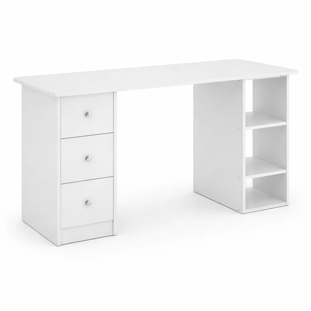 Bureau Moderne avec Rangement Multiple, Blanc, 120 x 49 x 72 cm-Rowangrov