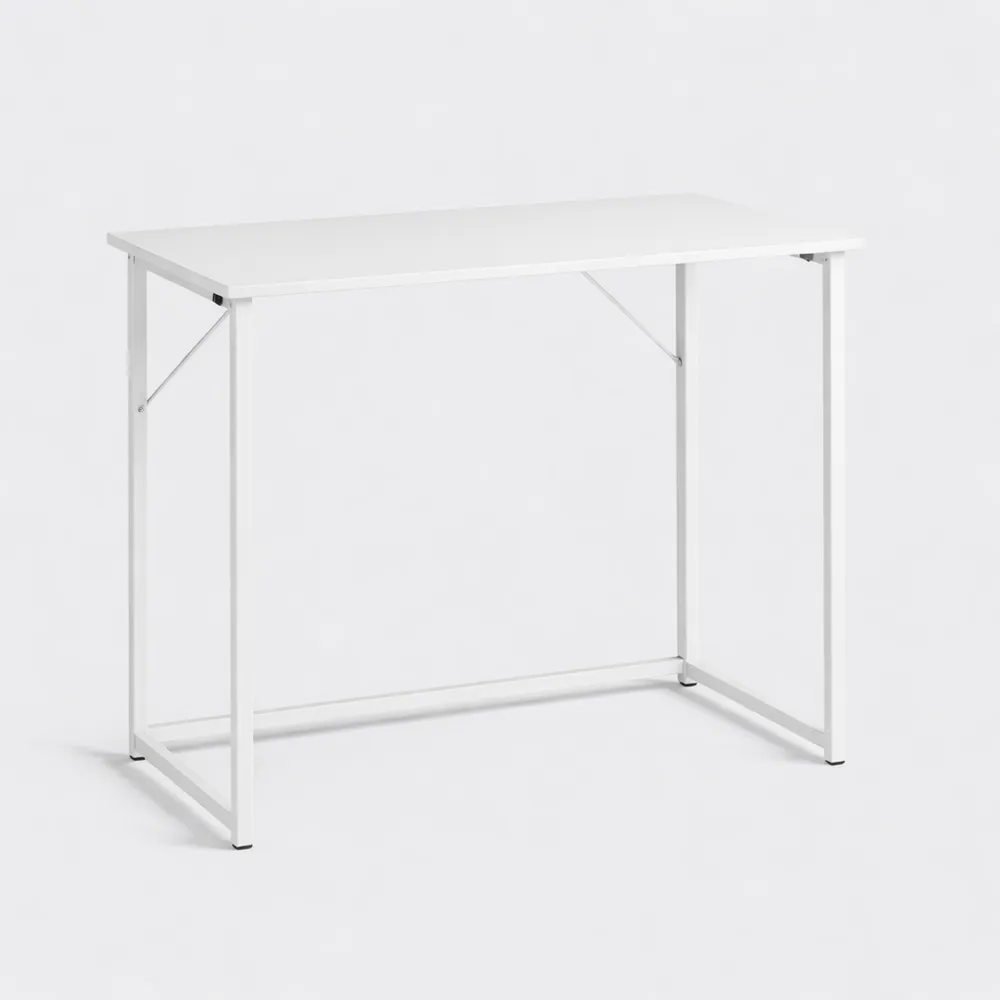 Table d'Ordinateur Pliante Compacte pour Bureau à Domicile, Facile à Assembler, 80 x 46 x 74 cm - Blanc-Rowangrov