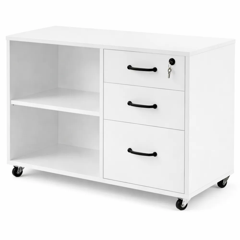 Caisson mobile à 3 tiroirs avec support imprimante et rangement A4-Rowangrov