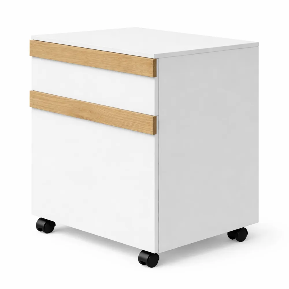 Caisson de Bureau Mobile avec Tiroirs et Trieur à Dossiers Blanc-Rowangrov