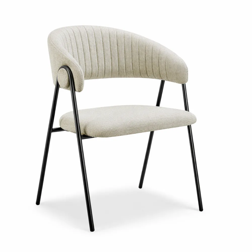 Ensemble de 4 chaises rembourrées pour salle à manger moderne avec accoudoirs en acier-Rowangrov