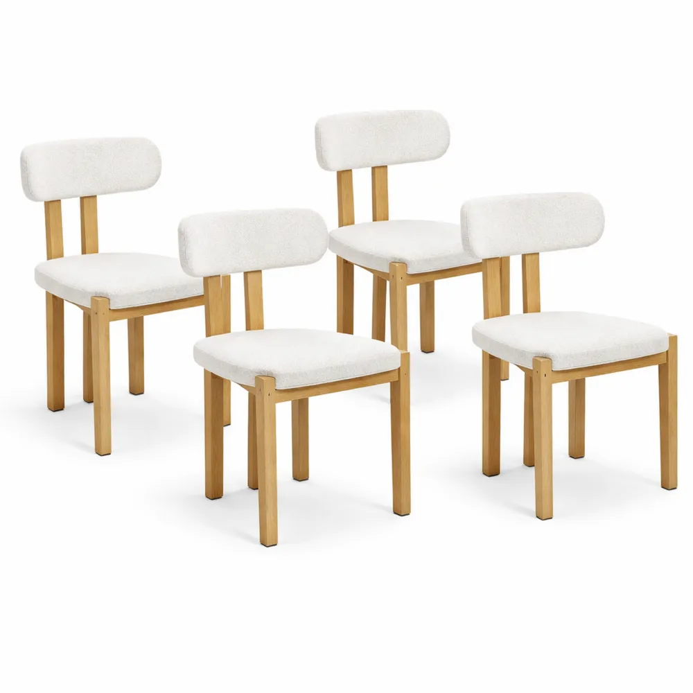 Ensemble de 4 chaises en métal et tissu bouclette pour salle à manger-Rowangrov