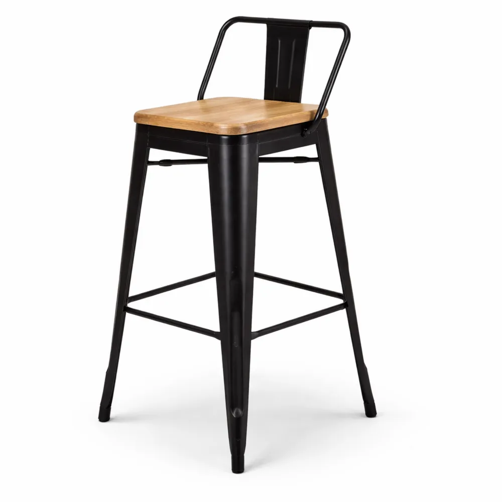 Tabourets de bar industriels en métal et bois - Hauteur 66 cm-Rowangrov
