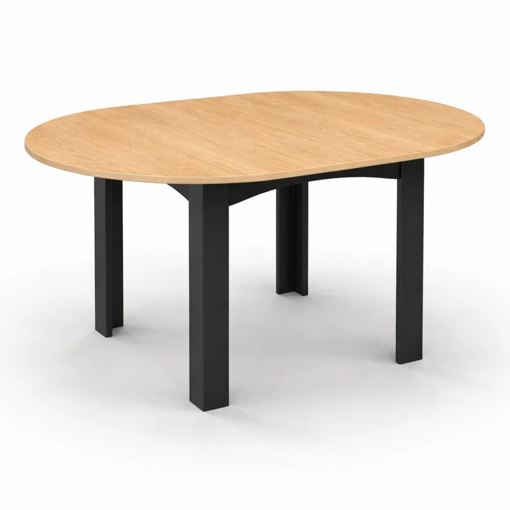Table à Manger Ronde Extensible 4-8 Personnes, Noire, 110-150 cm-Rowangrov