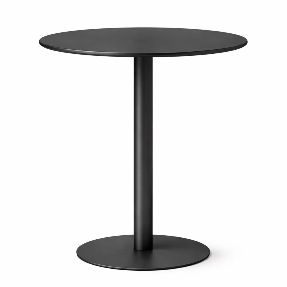 Table ronde minimaliste pour 2, acier moderne, usage intérieur/extérieur, noir-Rowangrov